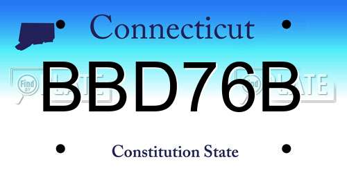 BBD76B Connecticut License Plate