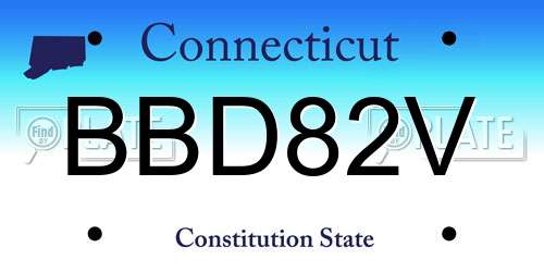 BBD82V Connecticut License Plate
