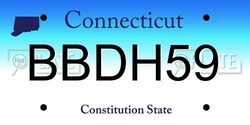 BBDH59 Connecticut License Plate