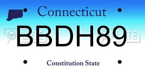 BBDH89 Connecticut License Plate