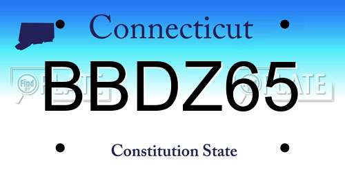 BBDZ65 Connecticut License Plate