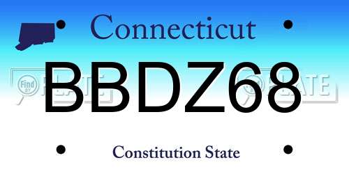 BBDZ68 Connecticut License Plate