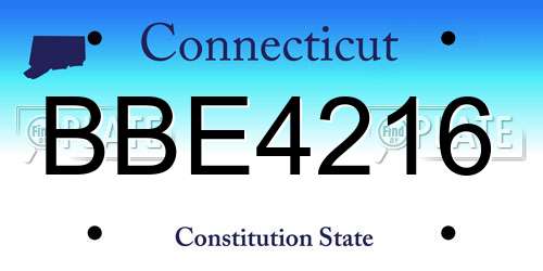 BBE4216 Connecticut License Plate
