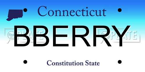 BBERRY Connecticut License Plate