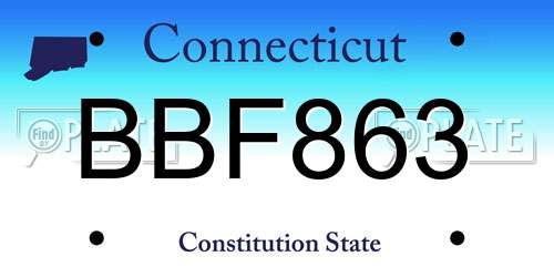 BBF863 Connecticut License Plate