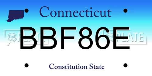 BBF86E Connecticut License Plate