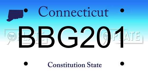 BBG201 Connecticut License Plate