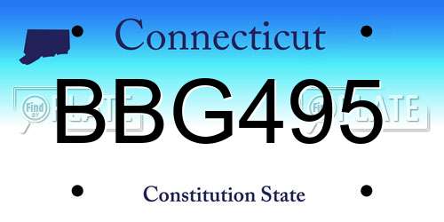 BBG495 Connecticut License Plate