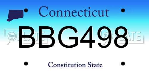 BBG498 Connecticut License Plate