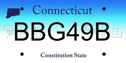 BBG49B Connecticut License Plate
