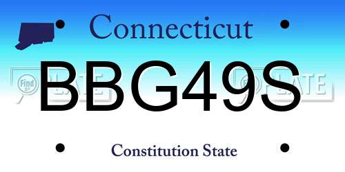 BBG49S Connecticut License Plate