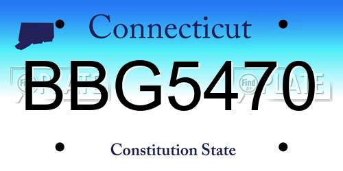 BBG5470 Connecticut License Plate
