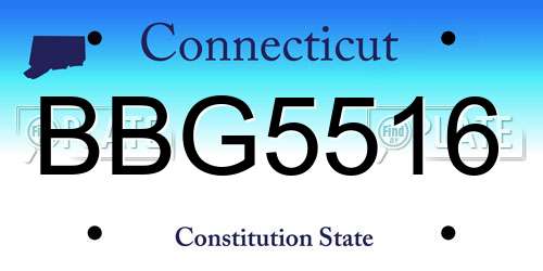 BBG5516 Connecticut License Plate