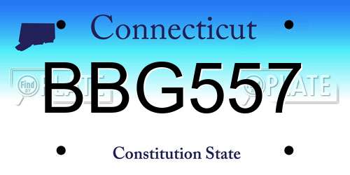 BBG557 Connecticut License Plate