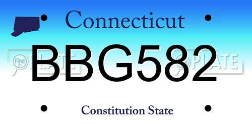 BBG582 Connecticut License Plate
