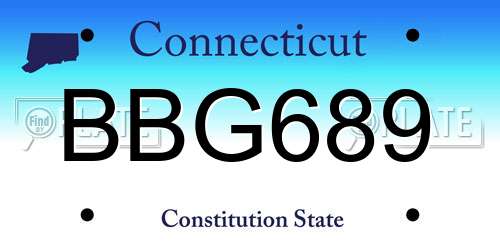 BBG689 Connecticut License Plate