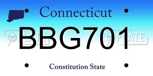 BBG701 Connecticut License Plate