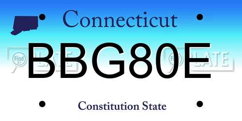 BBG80E Connecticut License Plate