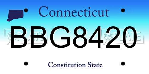 BBG8420 Connecticut License Plate