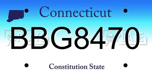 BBG8470 Connecticut License Plate
