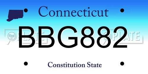 BBG882 Connecticut License Plate