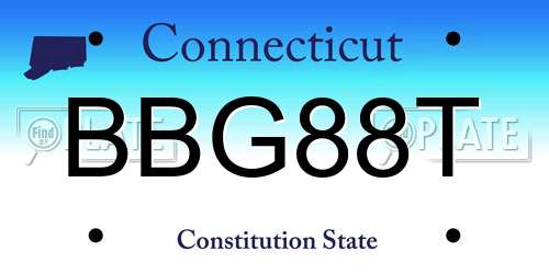 BBG88T Connecticut License Plate