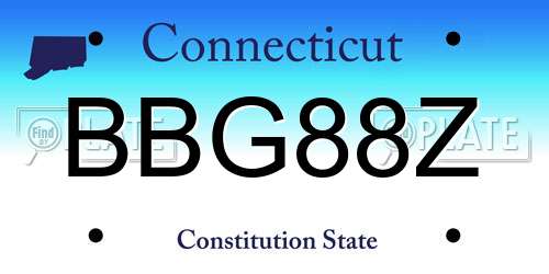 BBG88Z Connecticut License Plate