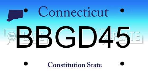 BBGD45 Connecticut License Plate