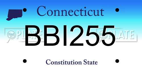 BBI255 Connecticut License Plate
