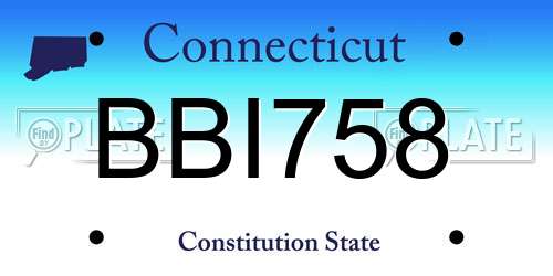 BBI758 Connecticut License Plate
