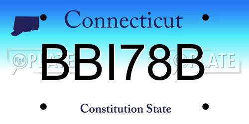 BBI78B Connecticut License Plate