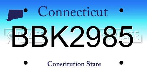 BBK2985 Connecticut License Plate