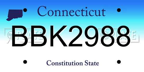 BBK2988 Connecticut License Plate
