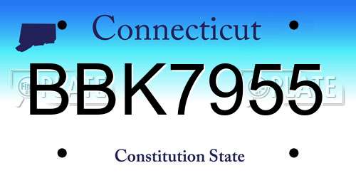 BBK7955 Connecticut License Plate