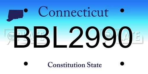 BBL2990 Connecticut License Plate