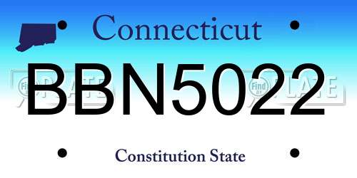 BBN5022 Connecticut License Plate
