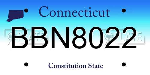 BBN8022 Connecticut License Plate