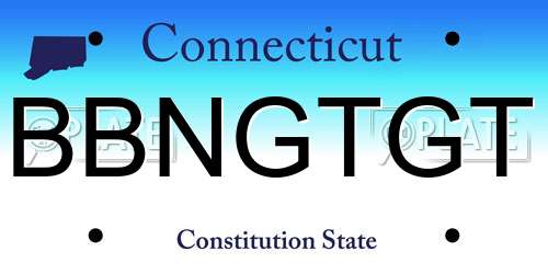 BBNGTGT Connecticut License Plate