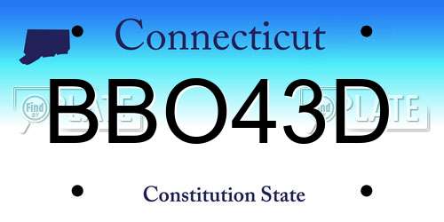BBO43D Connecticut License Plate