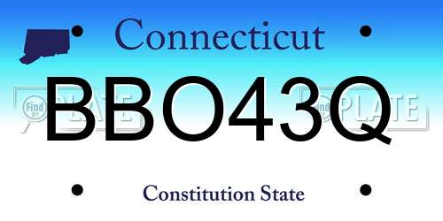 BBO43Q Connecticut License Plate