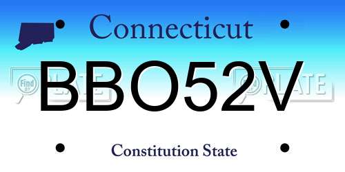 BBO52V Connecticut License Plate