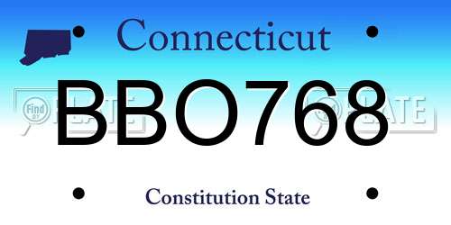 BBO768 Connecticut License Plate