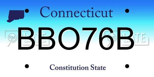 BBO76B Connecticut License Plate