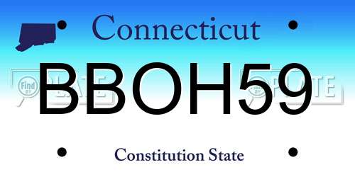 BBOH59 Connecticut License Plate
