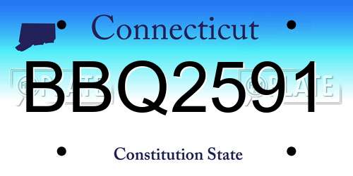 BBQ2591 Connecticut License Plate
