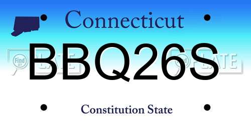 BBQ26S Connecticut License Plate