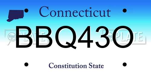 BBQ43O Connecticut License Plate
