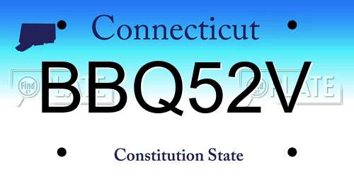 BBQ52V Connecticut License Plate