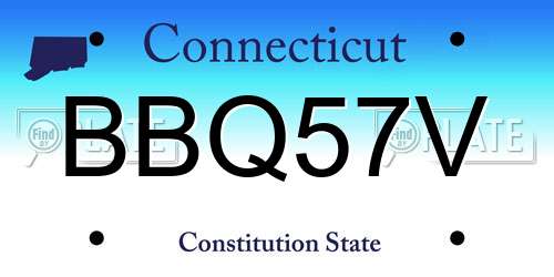 BBQ57V Connecticut License Plate
