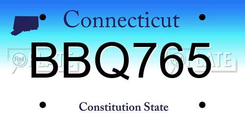 BBQ765 Connecticut License Plate